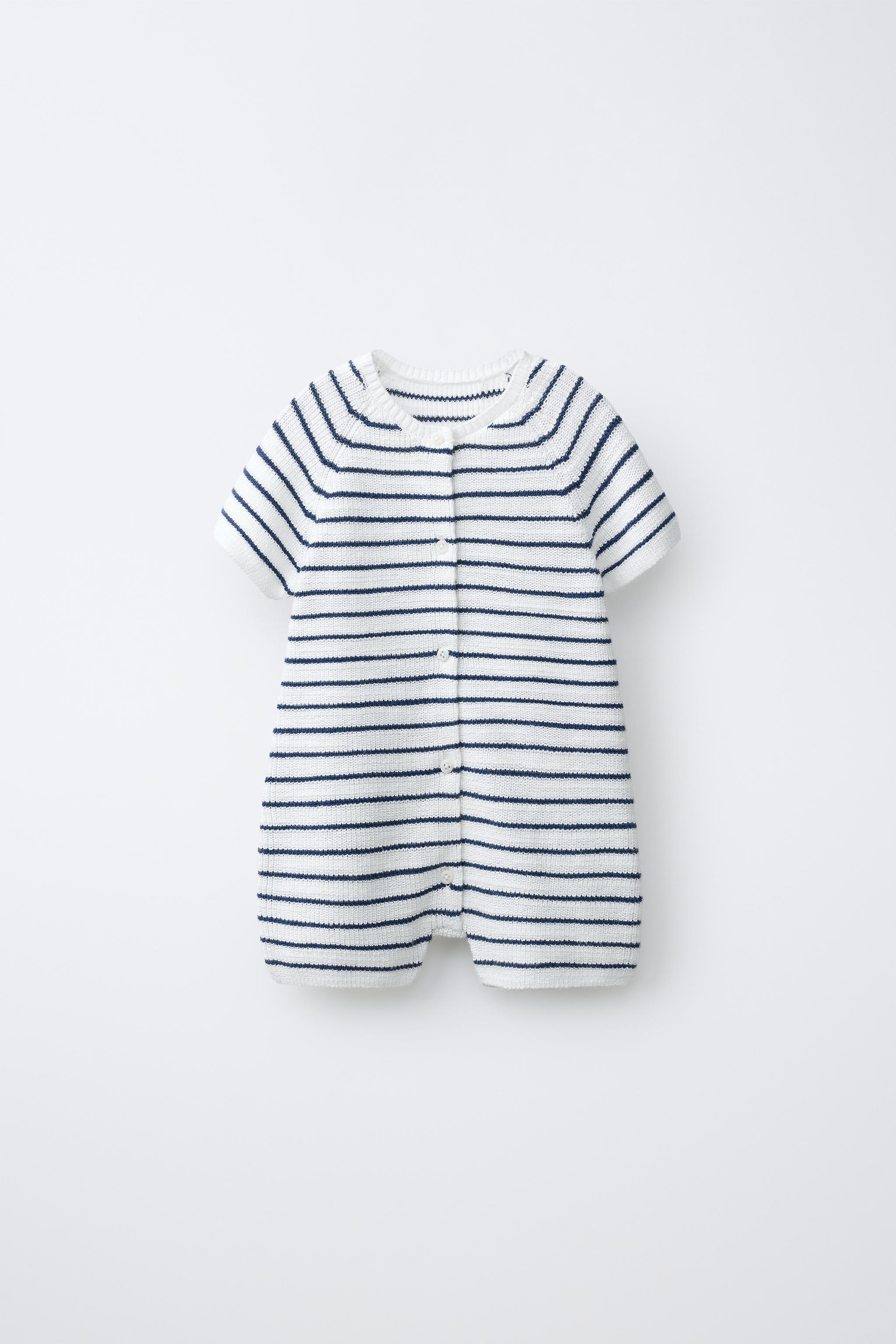 STRIPED PEARL KNIT SHORT JUMPSUIT